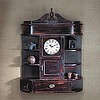Wood Clock With Curio Shelves